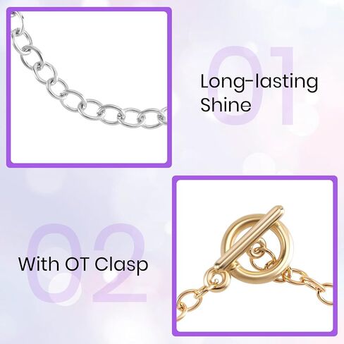 سلاسل سوار Hinzic 15 PCS لصنع المجوهرات ، مجموعة سوار سحر الذهب مع سلسلة ارتباط بوكيل OT للنساء DIY in Saudi Arabia