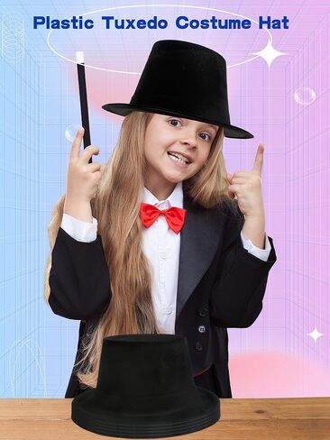 8 Pack Kids Plastic Top Hat Black Magician Hat Party Top Hat for Toddler Halloween Christmas Costume Accessory in Saudi Arabia