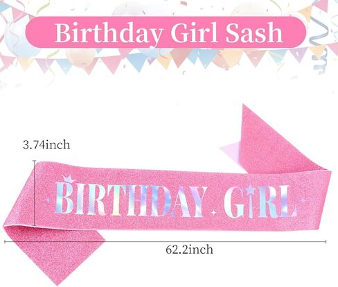 Jaciya Birthday Girl Sash Pink + Iridescent Birthday Sash Birthday Party Decorations Birthday Girl Party Favor in Saudi Arabia