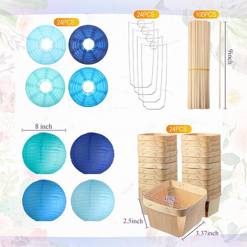 Namalu 24 Set Hot Air Balloon Baby Shower Centerpieces Paper Lanterns Wooden Candy Boxes with Sticks DIY Craft for Graduation Birthday Wedding Party Table Decoration(White) in Saudi Arabia