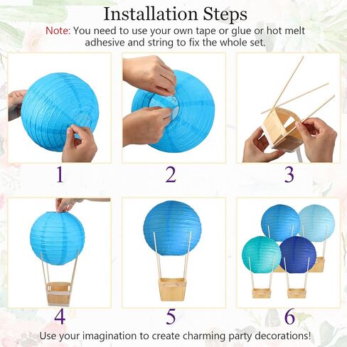 Namalu 24 Set Hot Air Balloon Baby Shower Centerpieces Paper Lanterns Wooden Candy Boxes with Sticks DIY Craft for Graduation Birthday Wedding Party Table Decoration(White) in Saudi Arabia