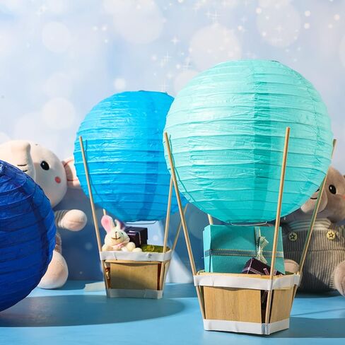 Namalu 24 Set Hot Air Balloon Baby Shower Centerpieces Paper Lanterns Wooden Candy Boxes with Sticks DIY Craft for Graduation Birthday Wedding Party Table Decoration(White) in Saudi Arabia