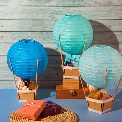 Namalu 24 Set Hot Air Balloon Baby Shower Centerpieces Paper Lanterns Wooden Candy Boxes with Sticks DIY Craft for Graduation Birthday Wedding Party Table Decoration(White) in Saudi Arabia