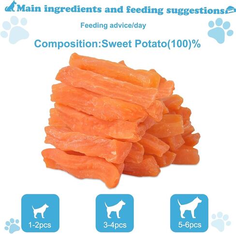 Sweet Potato Dog Treats no Rawhide for Small and Large Dog Sticks Puppy Training Snacks Grain Free 0.5lb/227g in Kuwait