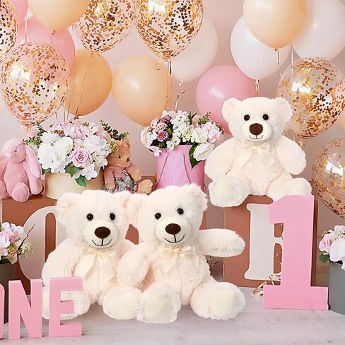 Zhanmai 3 PCS Bear Pested Animals Bulk 13.5 inch Plush Bear Toy Gifts Soft Plushies for Wedding Conversation عيد ميلاد حفلة استحمام الطفل (Beige) in Saudi Arabia