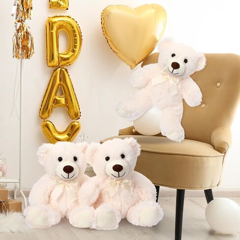 Zhanmai 3 PCS Bear Pested Animals Bulk 13.5 inch Plush Bear Toy Gifts Soft Plushies for Wedding Conversation عيد ميلاد حفلة استحمام الطفل (Beige) in Saudi Arabia