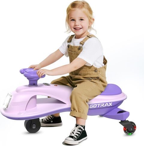 Gotrax WG1 Electric Wiggle Car for Kids, 12V Big Battery up to 120Min Playtime, Music Speaker &Rear Flash Wheels, Battery Display & Easy Assembly w/Pedal Throttle, Crazy Cart Gift for Ages 3+, 132Lbs in Kuwait