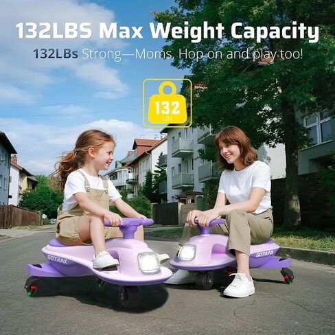 Gotrax WG1 Electric Wiggle Car for Kids, 12V Big Battery up to 120Min Playtime, Music Speaker &Rear Flash Wheels, Battery Display & Easy Assembly w/Pedal Throttle, Crazy Cart Gift for Ages 3+, 132Lbs in Kuwait