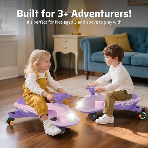 Gotrax WG1 Electric Wiggle Car for Kids, 12V Big Battery up to 120Min Playtime, Music Speaker &Rear Flash Wheels, Battery Display & Easy Assembly w/Pedal Throttle, Crazy Cart Gift for Ages 3+, 132Lbs in Kuwait