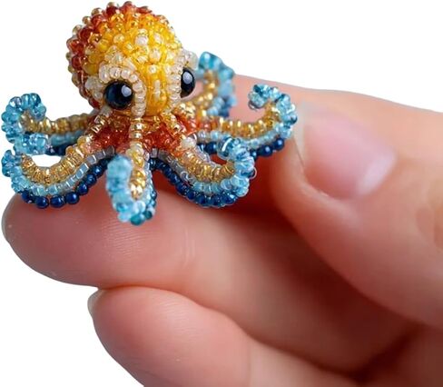 مجموعة Octopus Bead Pead Tembroidery ، مستلزمات تطريز DIY Ocean موضوع مع ورقة تعليمات كاملة اللون ، للمبتدئين المصنوع يدويًا ، هدية ديكور المنزل (Octopus B) in Saudi Arabia
