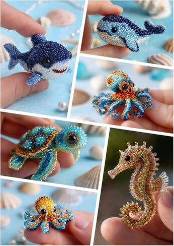 مجموعة Octopus Bead Pead Tembroidery ، مستلزمات تطريز DIY Ocean موضوع مع ورقة تعليمات كاملة اللون ، للمبتدئين المصنوع يدويًا ، هدية ديكور المنزل (Octopus B) in Saudi Arabia