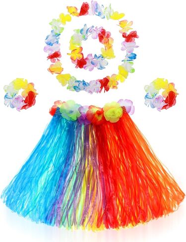 Abeillo 5 Pack Hawaiian Hula Grass Skirt, Hula Dancing Skirt with Flower Costume Accessory Hawaiian Hula Party Dress Up in Saudi Arabia