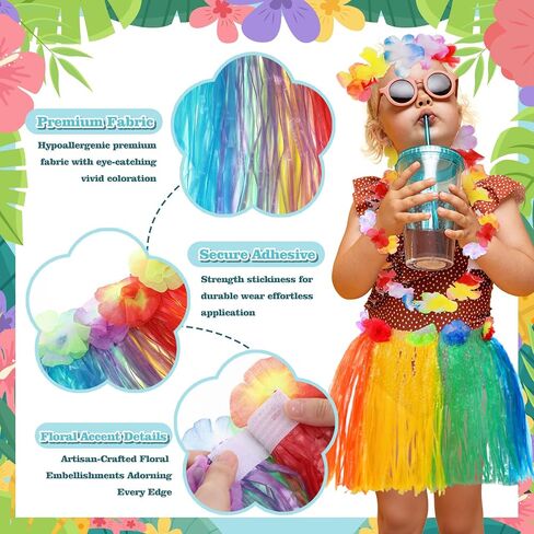Abeillo 5 Pack Hawaiian Hula Grass Skirt, Hula Dancing Skirt with Flower Costume Accessory Hawaiian Hula Party Dress Up in Saudi Arabia