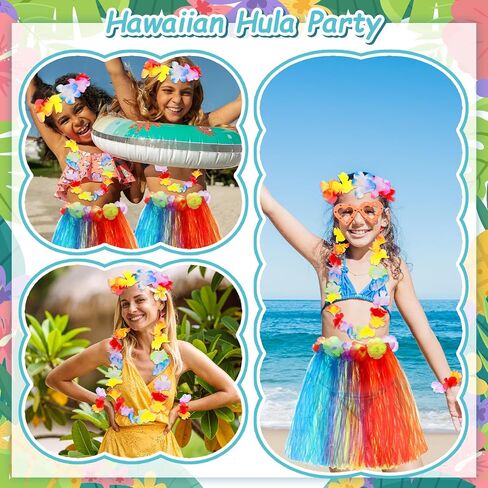 Abeillo 5 Pack Hawaiian Hula Grass Skirt, Hula Dancing Skirt with Flower Costume Accessory Hawaiian Hula Party Dress Up in Saudi Arabia