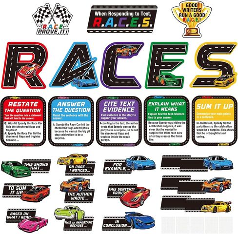 Cinrobiye 37 Pcs Races Writing Process Bulletin Board Decorations Set,Races Reading Strategies Posters with Sentence Beginning Classroom Wall Decor for Elementary Home School Teacher Supplies in Saudi Arabia