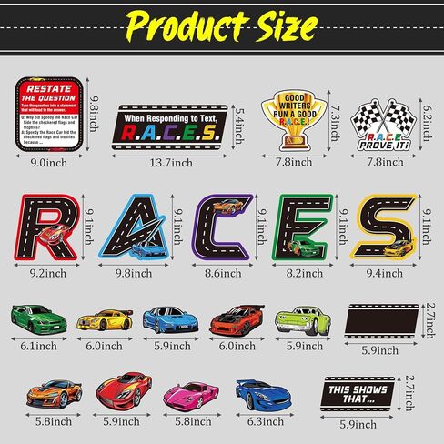 Cinrobiye 37 Pcs Races Writing Process Bulletin Board Decorations Set,Races Reading Strategies Posters with Sentence Beginning Classroom Wall Decor for Elementary Home School Teacher Supplies in Saudi Arabia