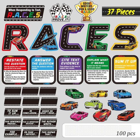 Cinrobiye 37 Pcs Races Writing Process Bulletin Board Decorations Set,Races Reading Strategies Posters with Sentence Beginning Classroom Wall Decor for Elementary Home School Teacher Supplies in Saudi Arabia