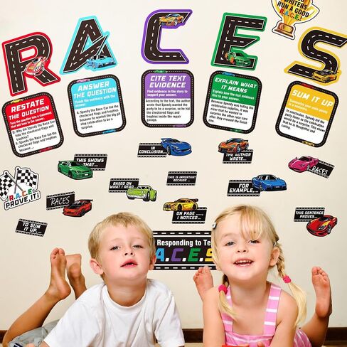 Cinrobiye 37 Pcs Races Writing Process Bulletin Board Decorations Set,Races Reading Strategies Posters with Sentence Beginning Classroom Wall Decor for Elementary Home School Teacher Supplies in Saudi Arabia