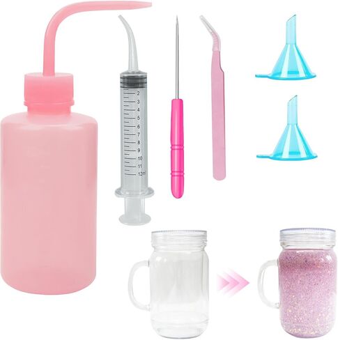 Blisswave 6-Piece Snowflake Cup Making Accessories Set, Including Squeeze Bottle, Funnel, Tweezers, awl, Plastic Needle, Curved Needle Syringe, to Create The Best Glitter Snowflake Cup. in Saudi Arabia