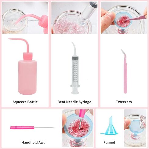 Blisswave 6-Piece Snowflake Cup Making Accessories Set, Including Squeeze Bottle, Funnel, Tweezers, awl, Plastic Needle, Curved Needle Syringe, to Create The Best Glitter Snowflake Cup. in Saudi Arabia