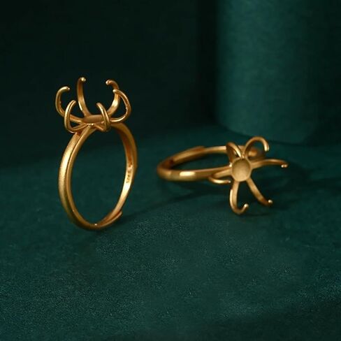 925 Sterling Silver Claw Ring Blanks قواعد حلقة إصبع قابلة للتعديل لأحجار الكيمستات غير المنتظمة Cabochon Settings Rings DIY لصنع المجوهرات in Kuwait