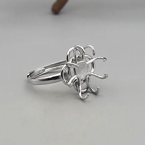 925 Sterling Silver Claw Ring Blanks قواعد حلقة إصبع قابلة للتعديل لأحجار الكيمستات غير المنتظمة Cabochon Settings Rings DIY لصنع المجوهرات in Kuwait