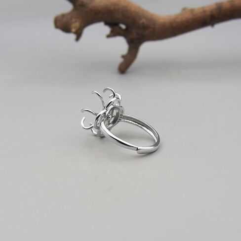 925 Sterling Silver Claw Ring Blanks قواعد حلقة إصبع قابلة للتعديل لأحجار الكيمستات غير المنتظمة Cabochon Settings Rings DIY لصنع المجوهرات in Kuwait
