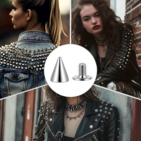 200 PCS Cone Spikes Punk Spikes and Studs Kit Metal Tree Spike Spick Bradbs for Diy Leathercraft Decoration مناسب لأحزمة الياقات الكلاب in Saudi Arabia