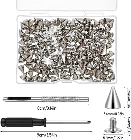 200 PCS Cone Spikes Punk Spikes and Studs Kit Metal Tree Spike Spick Bradbs for Diy Leathercraft Decoration مناسب لأحزمة الياقات الكلاب in Saudi Arabia
