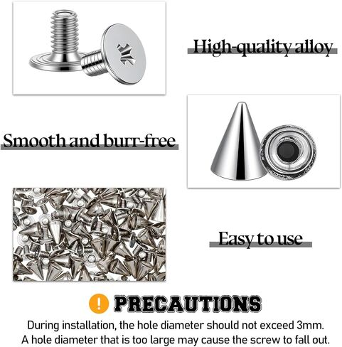 200 PCS Cone Spikes Punk Spikes and Studs Kit Metal Tree Spike Spick Bradbs for Diy Leathercraft Decoration مناسب لأحزمة الياقات الكلاب in Saudi Arabia