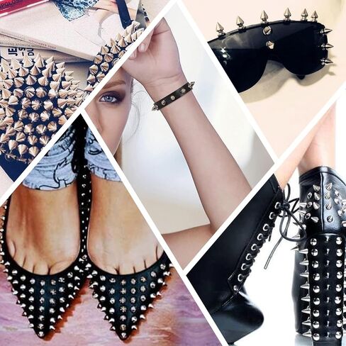 200 PCS Cone Spikes Punk Spikes and Studs Kit Metal Tree Spike Spick Bradbs for Diy Leathercraft Decoration مناسب لأحزمة الياقات الكلاب in Saudi Arabia