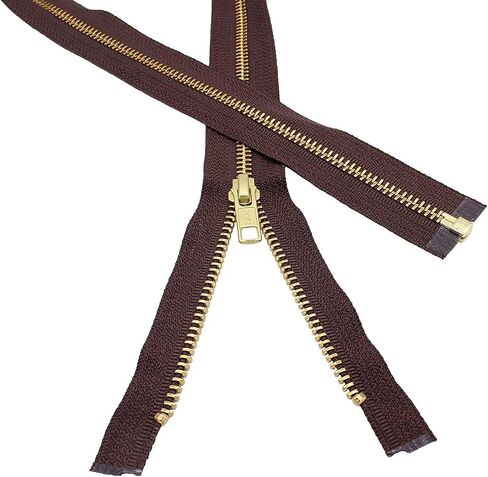 #5 Brass Brown 570 Metal Separating YKK Medium Weight Jacket Zipper - Color Brown - 1 Zipper Per Pack - Made in The United States - Choose Your Length (26" Inches) in Saudi Arabia
