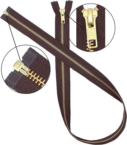 #5 Brass Brown 570 Metal Separating YKK Medium Weight Jacket Zipper - Color Brown - 1 Zipper Per Pack - Made in The United States - Choose Your Length (26" Inches) in Saudi Arabia