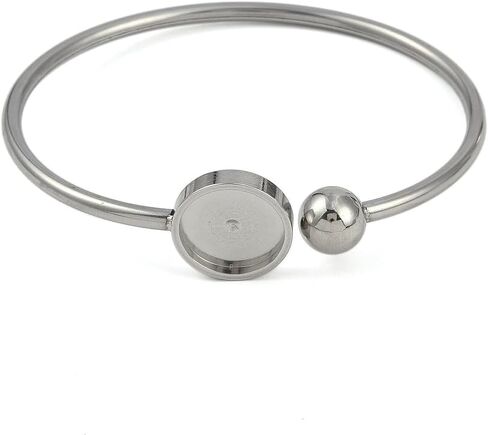 Liqunsweet 10 PCS Round Base Base 304 Cuff Cuff Bangle Bangle مع صينية مدي Cabochon لأساور المجوهرات DIY صنع مستلزمات الزخرفة in Kuwait