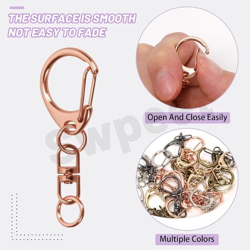 SWPEET 60pcs 5 ألوان مشابك مخلب لوبستر مع حلقات القفز مجموعة تشويش ، أسود/فضية/برونزية/ذهبية/روز ذهبية دوارة خطاف الشبل ، مقاطع مفاتيح الخطاف D-snap للمفاتيح كيس ديي الحرف اليدوية in Saudi Arabia