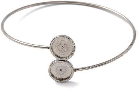 Liqunsweet 10 PCS Round Base Base 304 Cuff Cuff Bangle Bangle مع صينية مدي Cabochon لأساور المجوهرات DIY صنع مستلزمات الزخرفة in Kuwait
