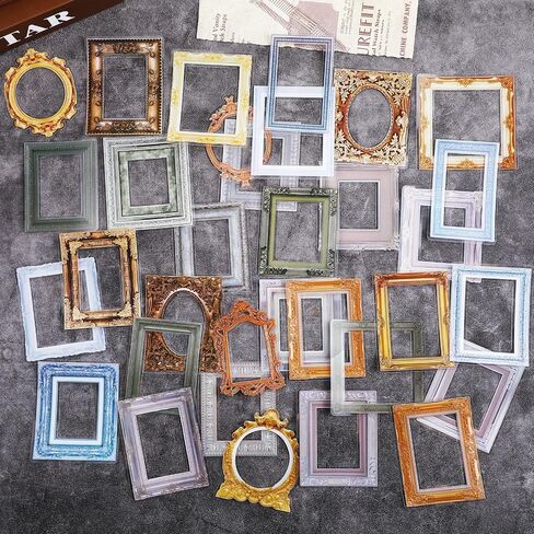 180pcs Scrapbook Frames,Frame Stickers for Junk Journal,Pasteable Vintage Scrapbook Photo Frames Stickers,Scrapbook Decoratives for DIY Scrapbooking Junk Journal Crafts Album in Saudi Arabia