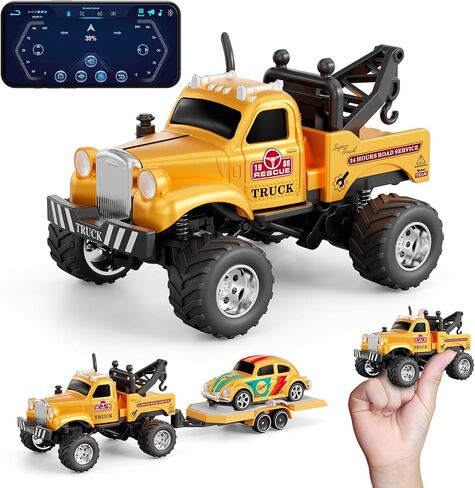 شاحنة Mini RC ، 1: 64 مقياس Mini RC مع الأضواء ، 2.4 جيجا هرتز قابلة لإعادة الشحن شاحنة RC مع مقطورة ， السرعة/التوجيه هدية مثالية للبنين والبالغين in Kuwait