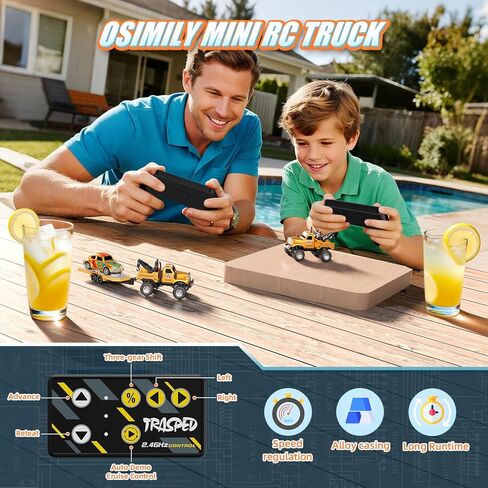 شاحنة Mini RC ، 1: 64 مقياس Mini RC مع الأضواء ، 2.4 جيجا هرتز قابلة لإعادة الشحن شاحنة RC مع مقطورة ， السرعة/التوجيه هدية مثالية للبنين والبالغين in Kuwait