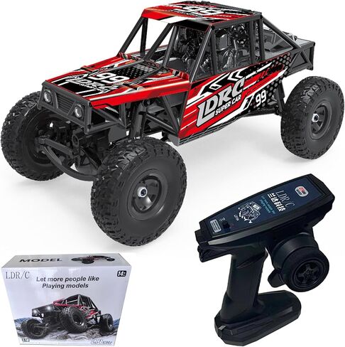 LDRC 18499 Waterproof Rc Climbing Car 1:18 Full Proportion Rc Offroad 4x4 Rc Underwater Crawler Pipe Rack Climbing Vehicle Cars Model RTR (Red) in Kuwait