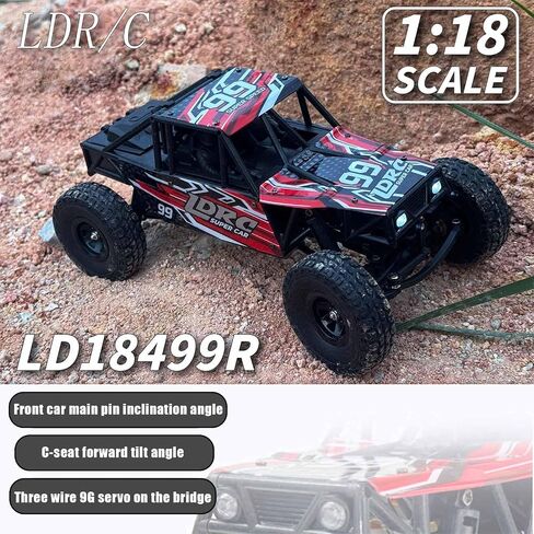 LDRC 18499 Waterproof Rc Climbing Car 1:18 Full Proportion Rc Offroad 4x4 Rc Underwater Crawler Pipe Rack Climbing Vehicle Cars Model RTR (Red) in Kuwait