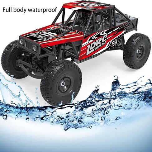 LDRC 18499 Waterproof Rc Climbing Car 1:18 Full Proportion Rc Offroad 4x4 Rc Underwater Crawler Pipe Rack Climbing Vehicle Cars Model RTR (Red) in Kuwait