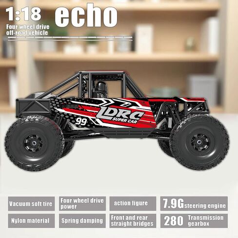 LDRC 18499 Waterproof Rc Climbing Car 1:18 Full Proportion Rc Offroad 4x4 Rc Underwater Crawler Pipe Rack Climbing Vehicle Cars Model RTR (Red) in Kuwait