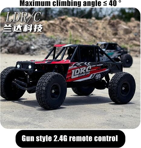 LDRC 18499 Waterproof Rc Climbing Car 1:18 Full Proportion Rc Offroad 4x4 Rc Underwater Crawler Pipe Rack Climbing Vehicle Cars Model RTR (Red) in Kuwait