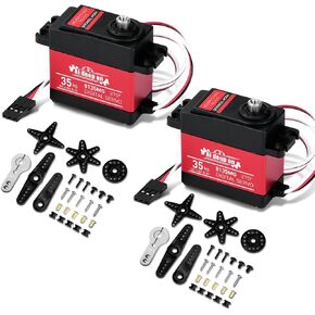 2-Pack 20KG High Torque RC Servo, Servo Motor 4.8-8.4V RC Servo Full Metal Gear Waterproof Compatible with 1/8, 1/10, 1/12 RC Car with 25T Servo Horn and Parts (270°) in Kuwait