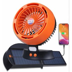 مروحة تعمل بالطاقة الشمسية، مروحة بطارية لاسلكية قابلة لإعادة الشحن بقدرة 10400 مللي أمبير في الساعة تعمل بالطاقة الشمسية مع فانوس LED | 4 سرعات رياح قابلة للتعديل | 3 أوضاع توقيت | مروحة تخييم محمولة وهادئة للسفر والخيمة وصيد الأسماك والنزهة in Kuwait