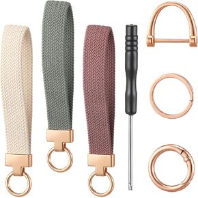 Nosiny 3 Pcs Stretchy Keychain Wristlet Woven Wrist Lanyard for Car Keys Cute Key Chain with 3 Keyrings and D-ring in Kuwait