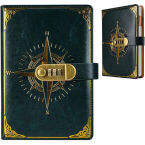 مذكرات Koboome مع قفل للفتيات والنساء ، 220 صفحة مجلة قابلة للقفل ، A5 Locking Journal Pu Leather Conting Contebook مع Lock (Black) in Kuwait