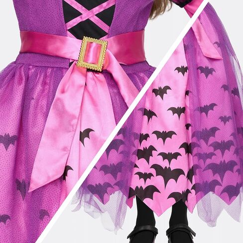 إبداعات spooktacular تضيء البولكا نقاط الساحرة توتو زي للبنات الصغار فستان الساحرة مع قبعة سحرية ومكنسة in Kuwait