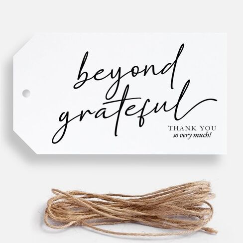 Thank You Gift Tags, Modern Calligraphy, Beyond Grateful for You Gift Tags Perfect for Weddings, Bridal and Baby Showers, Birthdays, Parties or Special Events (25 Tags) in Saudi Arabia